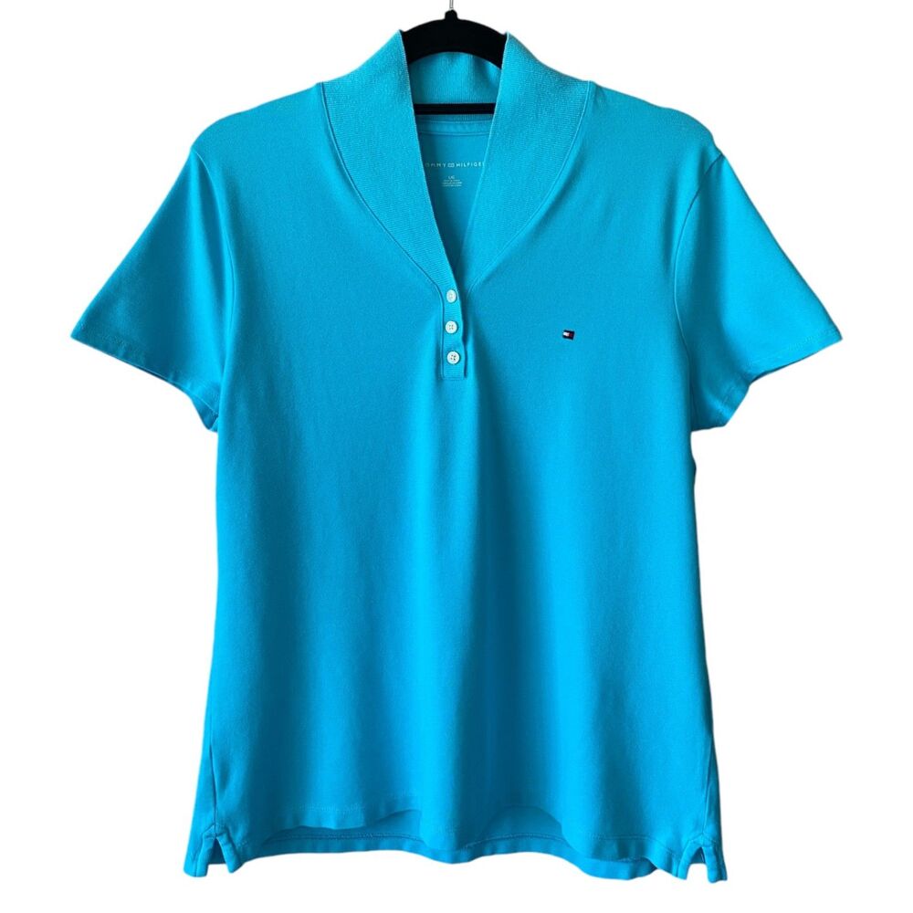 Tommy Hilfiger Stretch Mesh Polo Shirt Blue Lagoon
